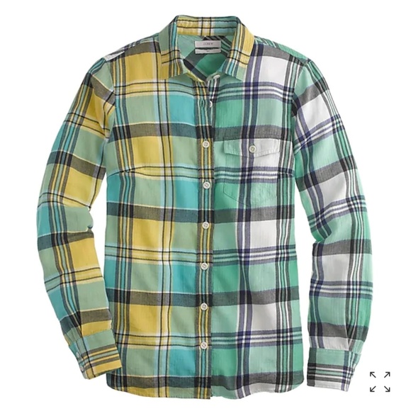 {J.Crew} Boy Shirt in Green Plaid Size 4 - Picture 2 of 8
